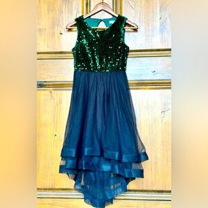 Speechless Girls Dress in Hunter Green with Sequins Top and Tulle Skirt Sz 14